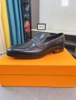 LV Black calfskin Leather Shoes-LV Man Business Leather Shoes
